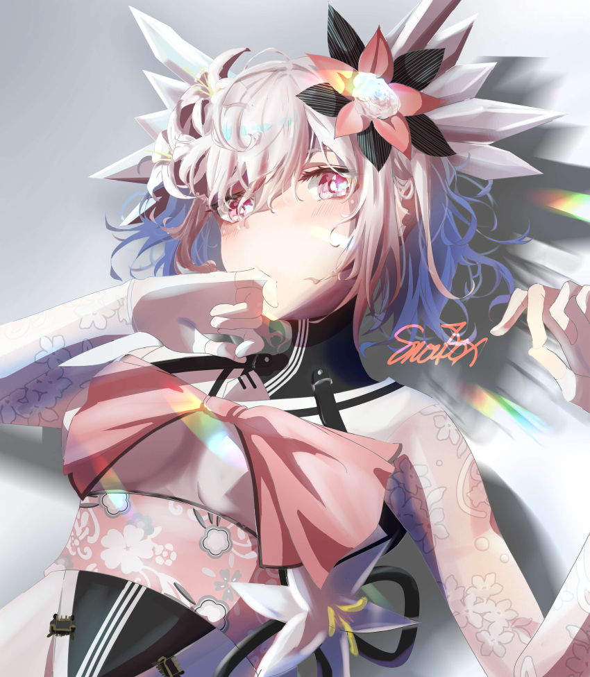 1girl, absurdres, black_collar, bow, chest_bow, collar, crown, elbow_gloves