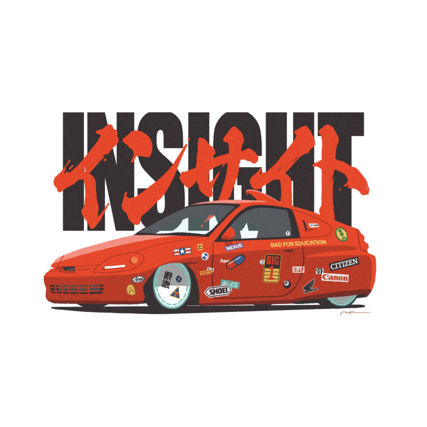 akira_(manga), bmw, canon_(company), car, highres, honda, honda_insight, logo