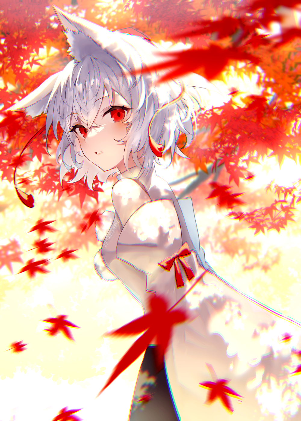 1girl, animal_ear_fluff, animal_ears, bare_shoulders, black_skirt, blush, breasts, detached_sleeves