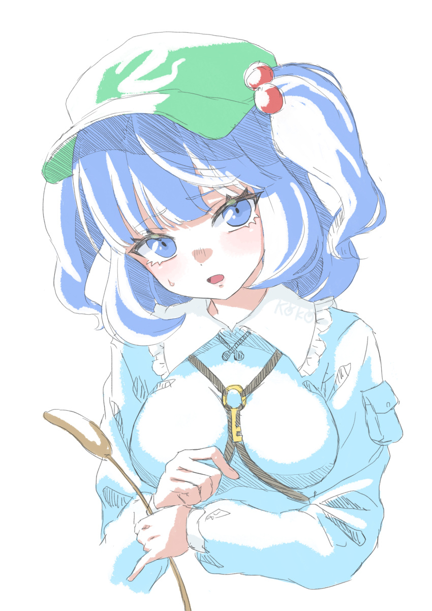 0002koko, 1girl, absurdres, blue_eyes, blue_hair, blue_jacket, blunt_bangs, blush
