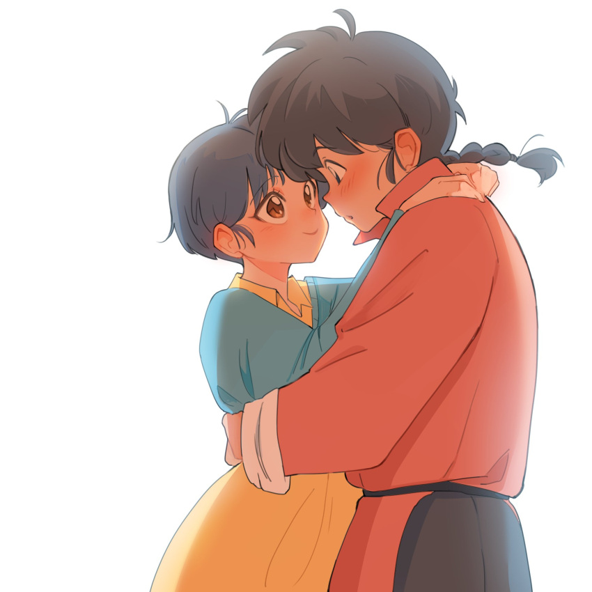 1boy, 1girl, blue_hair, blush, couple, happy, hetero, highres