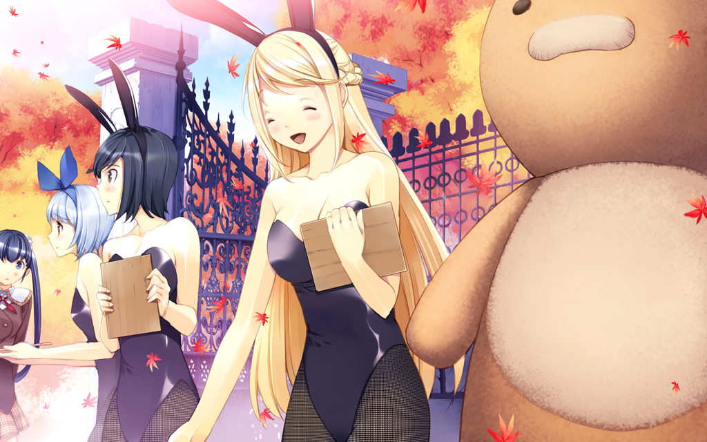:d, akizora_ni_mau_confetti, andou_saya, animal_costume, animal_ears, breasts, bunny_ears, bunnysuit