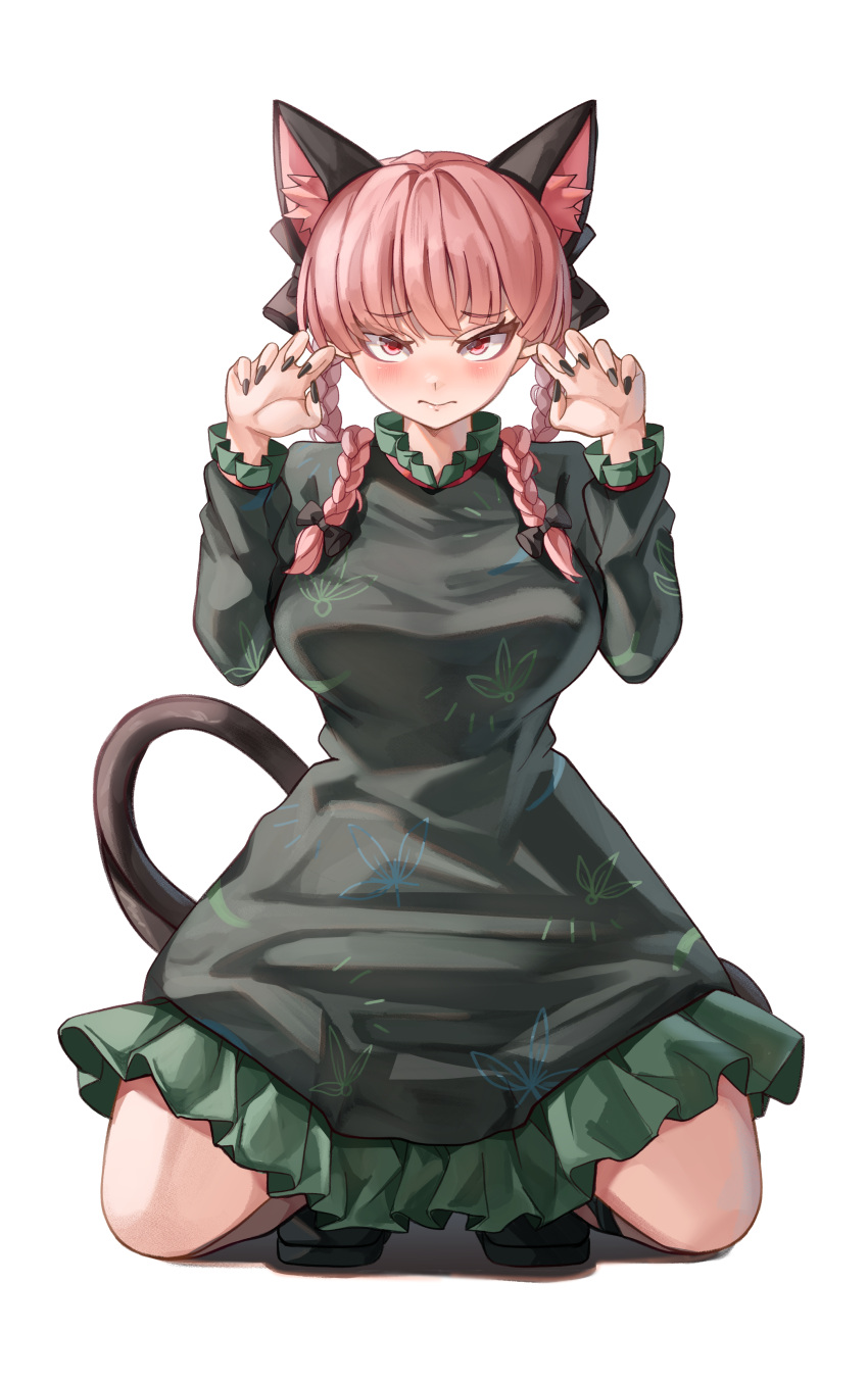 1girl, 3:, absurdres, animal_ear_fluff, animal_ears, black_bow, black_footwear, black_nails