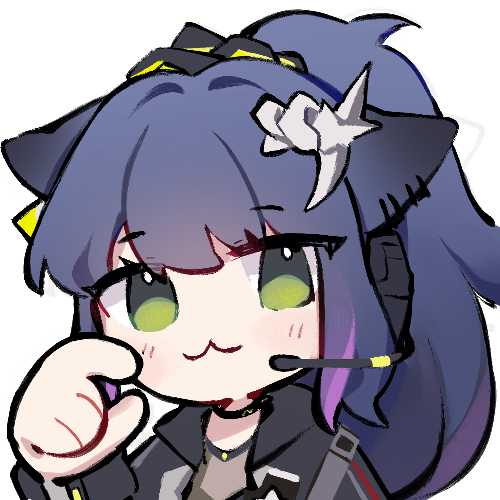 1girl, animal_ears, arknights, black_choker, black_hair, cat_ears, cat_girl, choker, commentary, dailybloopy, green_eyes, jessica_(arknights), long_hair, looking_at_viewer, lowres, microphone, ponytail, simple_background, solo, symbol-only_commentary, textless_version, transparent_background