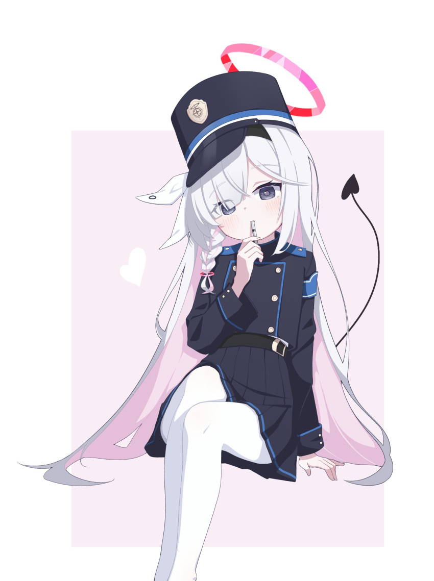 1girl, black_eyes, blue_archive, bow, braid, buttons, cinamon_(cinamori), cosplay