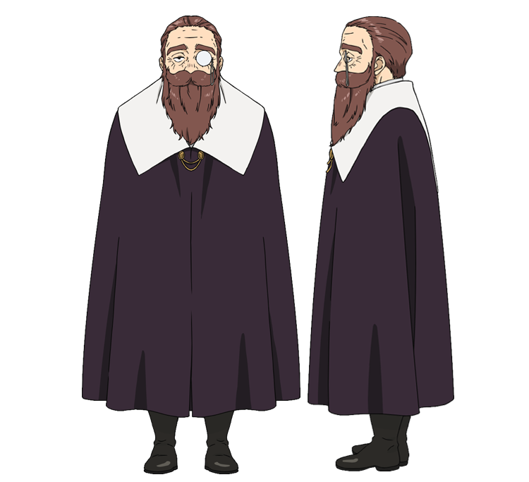 1boy, beard, black_cloak, black_footwear, boots, brown_hair, cloak, denken_(sousou_no_frieren)