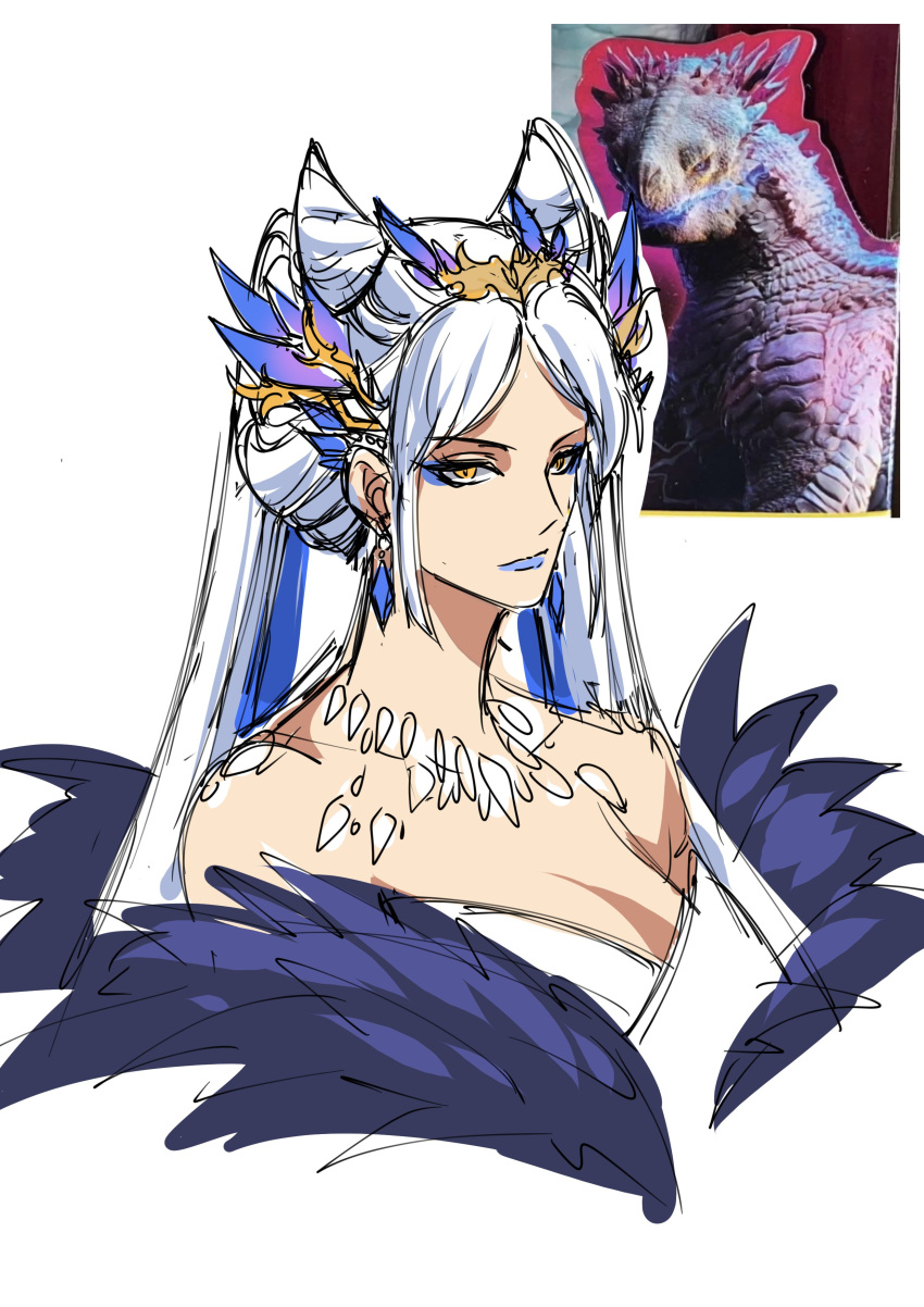 1girl, absurdres, blue_lips, concept_art, godzilla_(series), godzilla_x_kong:_the_new_empire, highres, humanization