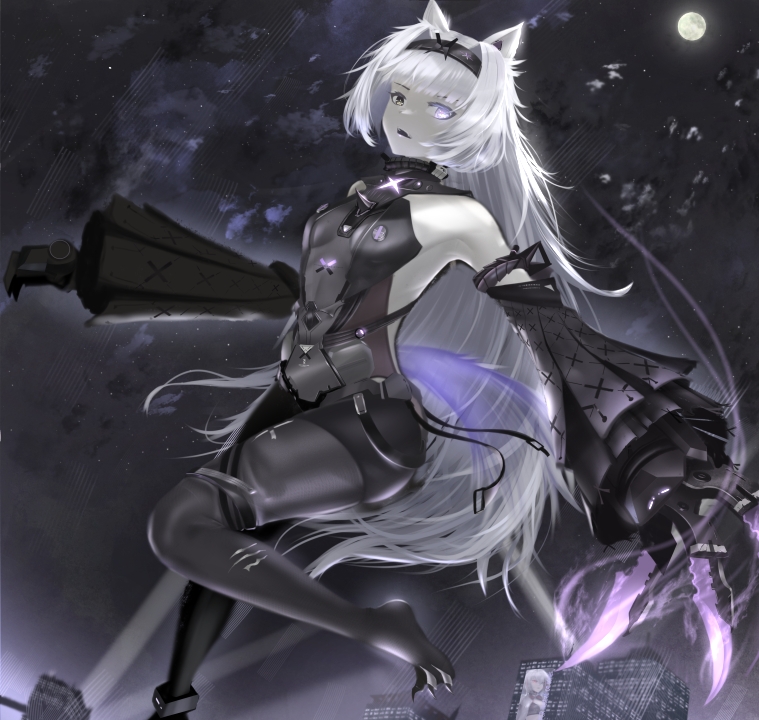 1girl, animal_ears, armlet, backless_bodysuit, black_bodysuit, black_hairband, bodysuit, breasts