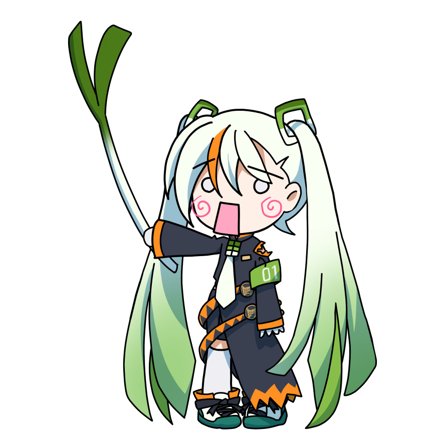1girl, absurdres, aosaki_yato, armband, belt, black_jacket, blush_stickers, chibi
