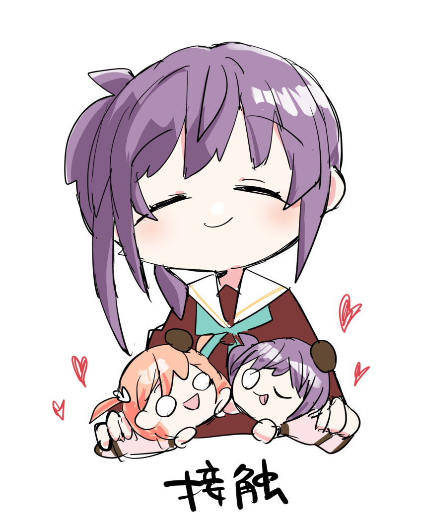 1girl, ;p, =_=, aqua_neckerchief, brown_dress, character_doll, chibi, closed_eyes