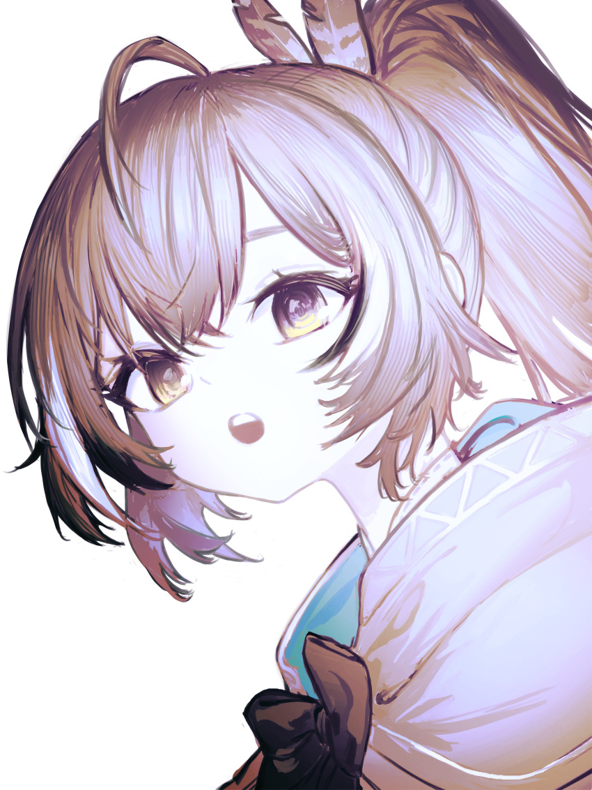 1girl, :o, absurdres, ahoge, brown_capelet, brown_cloak, brown_eyes, brown_hair