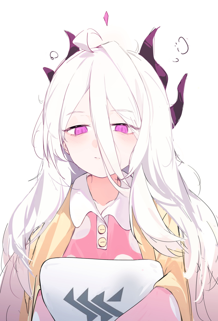 1girl, absurdres, ahoge, blue_archive, cardigan, cardigan_on_shoulders, demon_girl, demon_horns