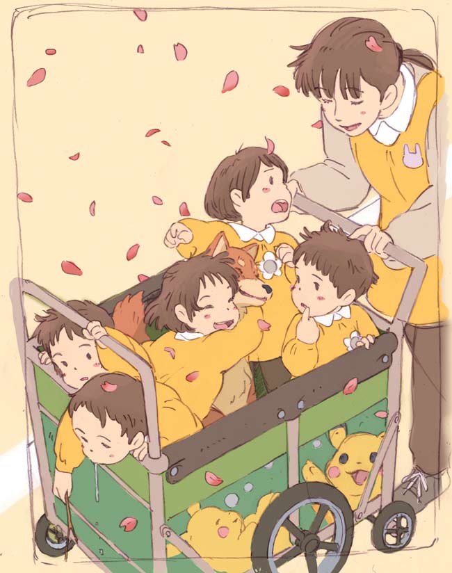 2boys, 4girls, animal_hug, arai_youjirou, blush, child, closed_eyes, commentary_request