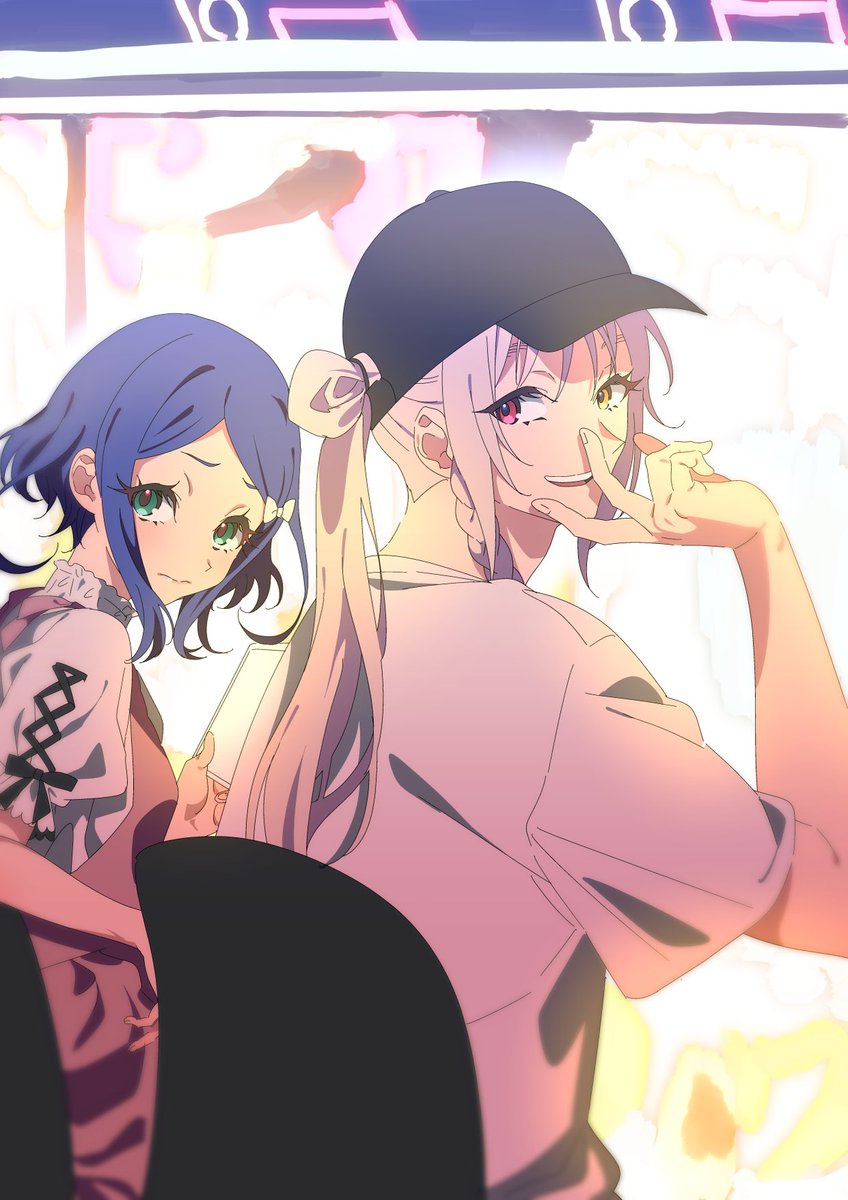 1girl, anchiki_shou, archived_source, bad_id, bad_twitter_id, baseball_cap, black_hat, blue_hair