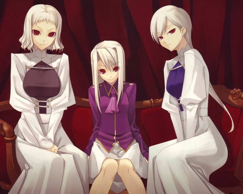 albino, fate/stay_night, fate_(series), illyasviel_von_einzbern, leysritt, missing_link, multiple_girls, red_eyes