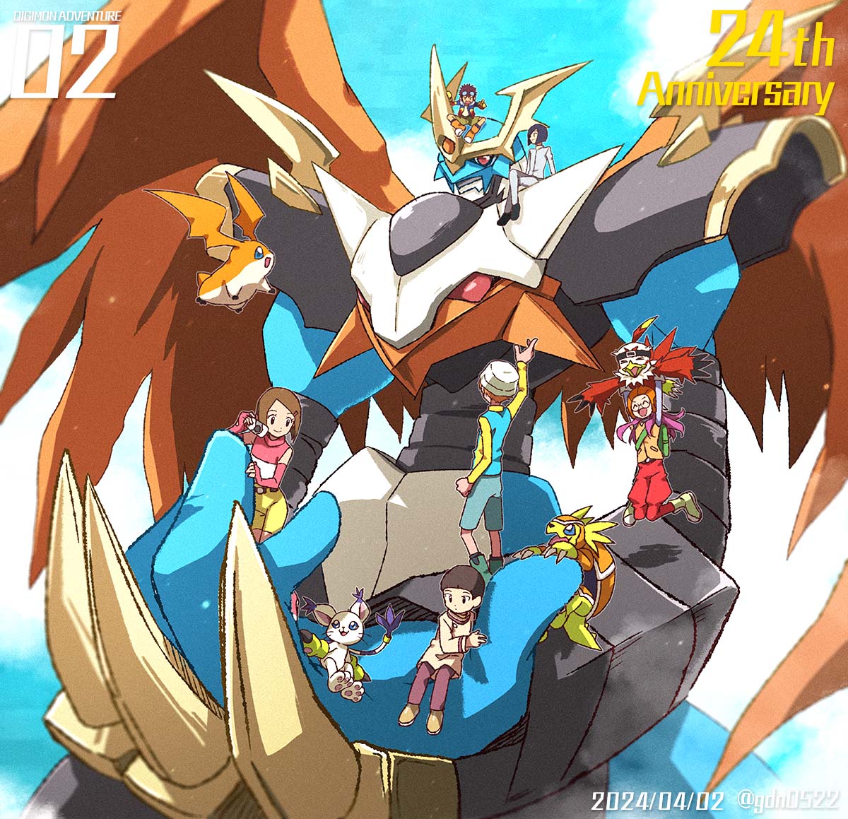 3girls, 6+boys, animal_hands, anniversary, armadillo, armadimon, armor, beak