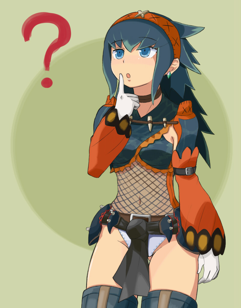 ?, belt, blue_eyes, blue_hair, capcom, choker, earrings, fishnets
