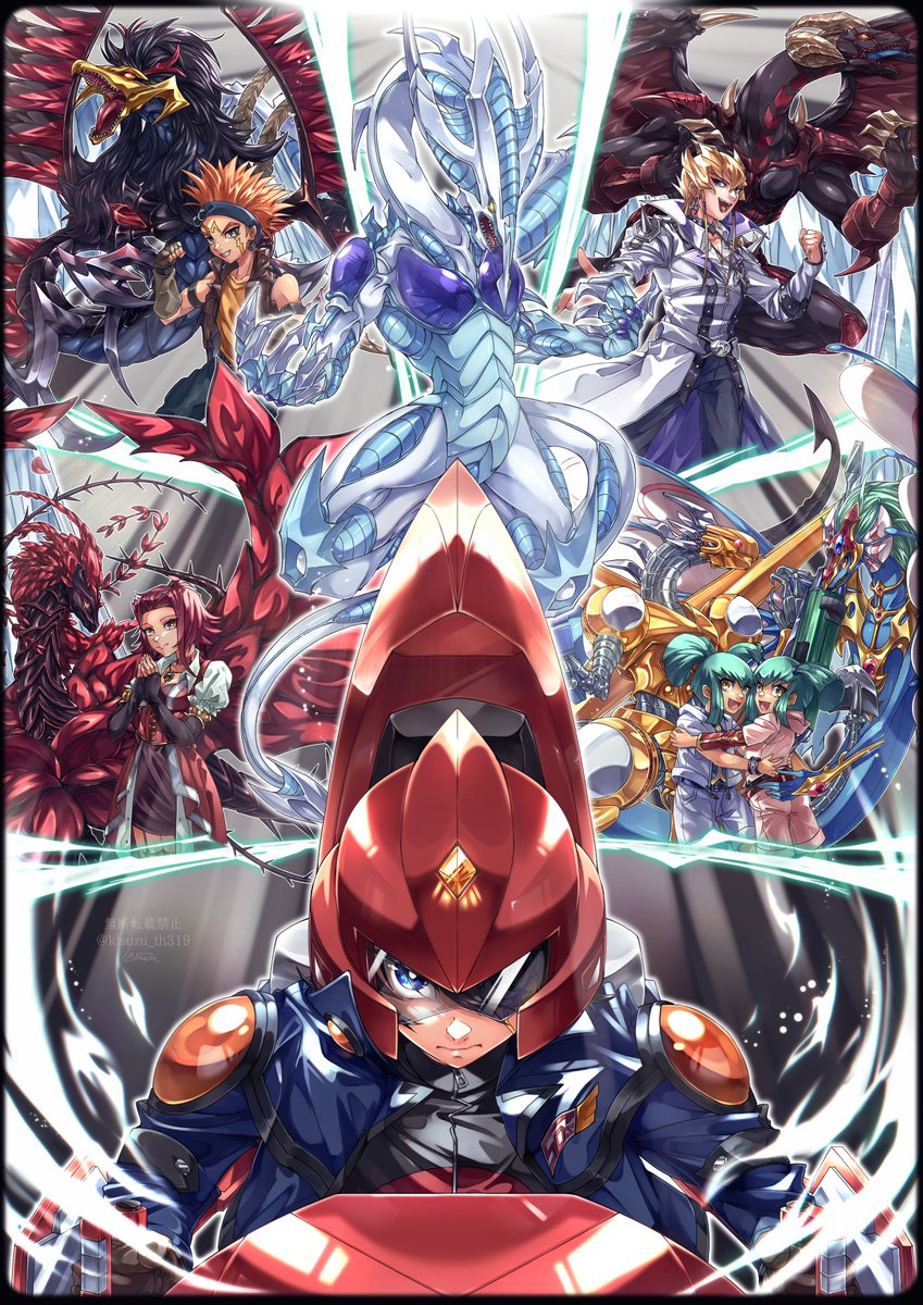 2girls, 4boys, ancient_fairy_dragon, assault_visor, black-winged_dragon, black_pants, black_rose_dragon, blonde_hair