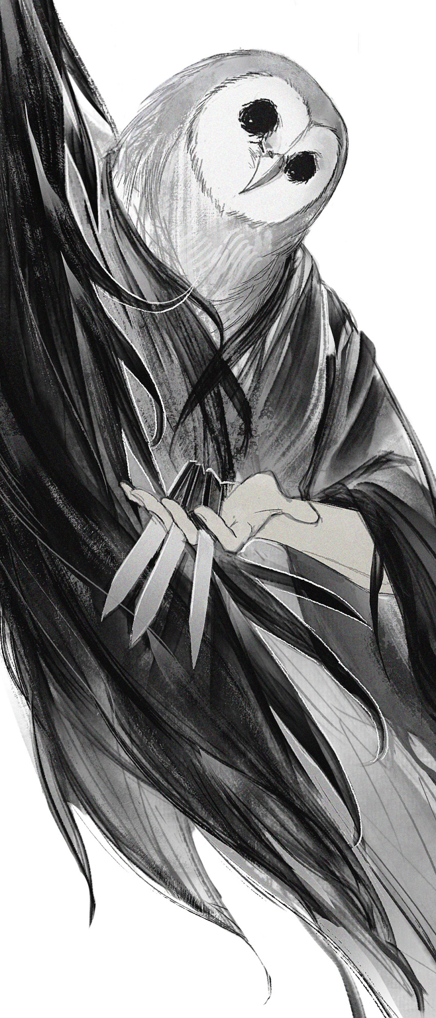 1boy, absurdres, animal_head, bird, black_cape, black_feathers, black_souls, cape