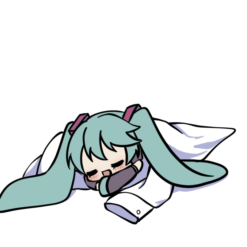 1girl, blue_hair, blush, chibi, closed_eyes, detached_sleeves, eshe_mr, hatsune_miku