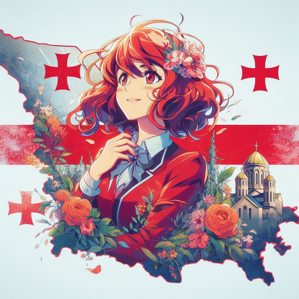 1girl, church, georgia, georgian_flag, tagme