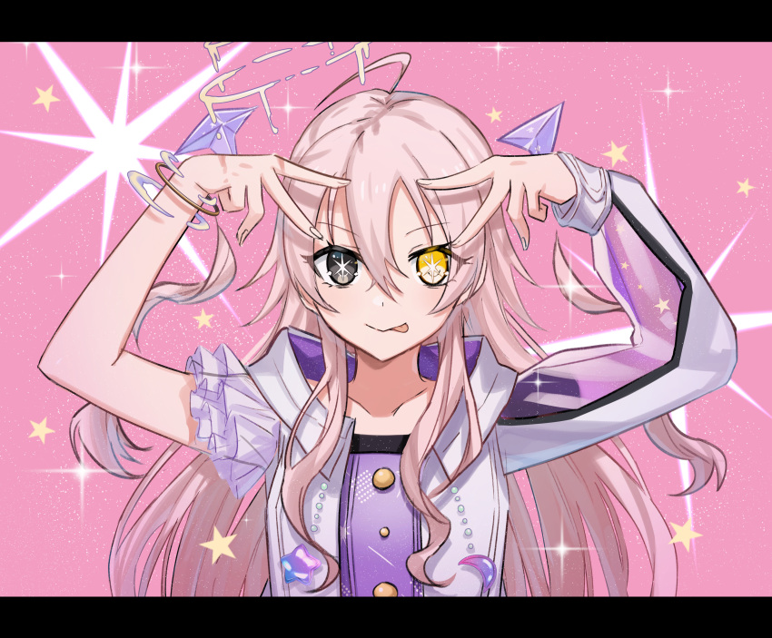 1girl, :p, absurdres, aoki_shizumi, arms_up, bracelet, closed_mouth, commentary_request