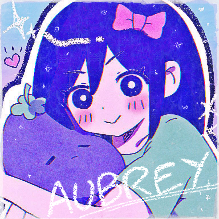 1girl, aqua_background, aqua_shirt, aubrey_(headspace)_(omori), aubrey_(omori), blush, bow, bright_pupils