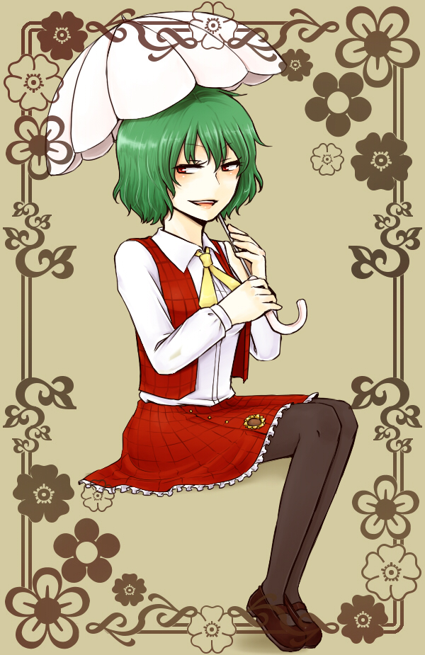 artist_request, cappuccino1, green_hair, kazami_yuuka, mary_janes, pantyhose, plaid, plaid_skirt
