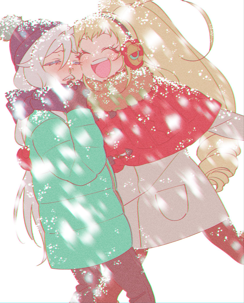 2girls, :d, ^_^, anchiki_shou, archived_source, bad_id, bad_twitter_id, beanie