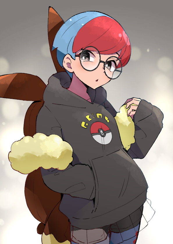 1girl, backpack, bag, blue_hair, bright_pupils, brown_bag, commentary_request, cowboy_shot