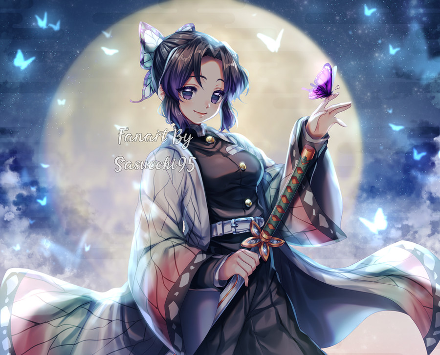 1girl, animal_print, aqua_butterfly, artist_name, belt, belt_buckle, black_hair, black_hakama