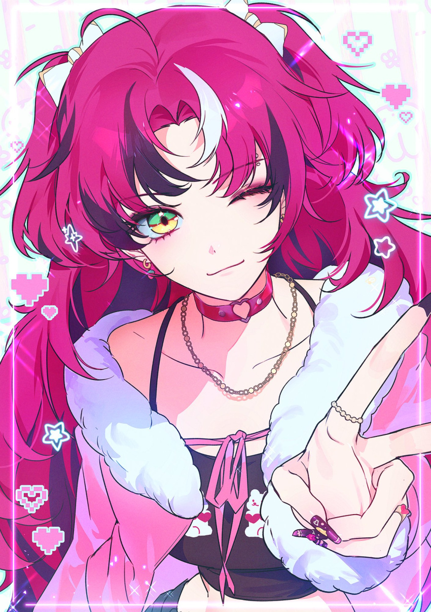 1girl, black_hair, bow, collarbone, doppio_dropscythe, earrings, eyelashes, fingernails
