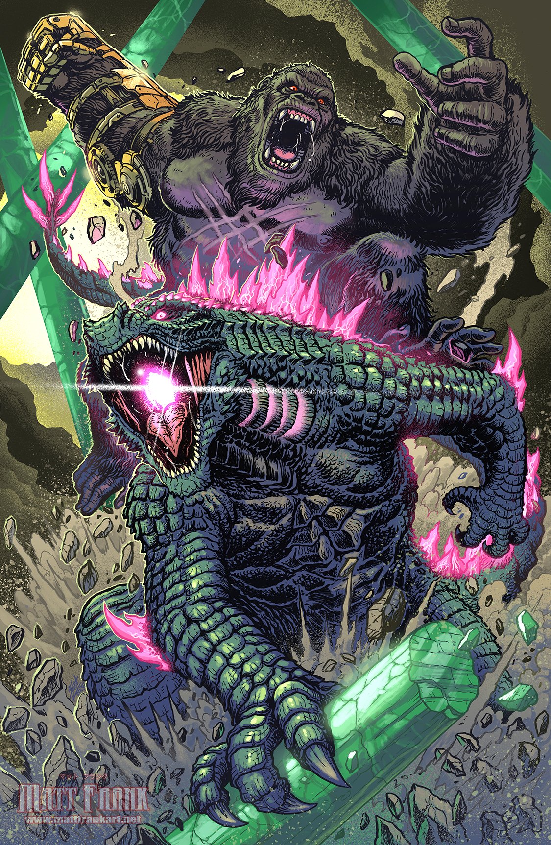animal, ape, b.e.a.s.t_glove, battle, bioluminescence, black_fur, claws, elbow_spikes