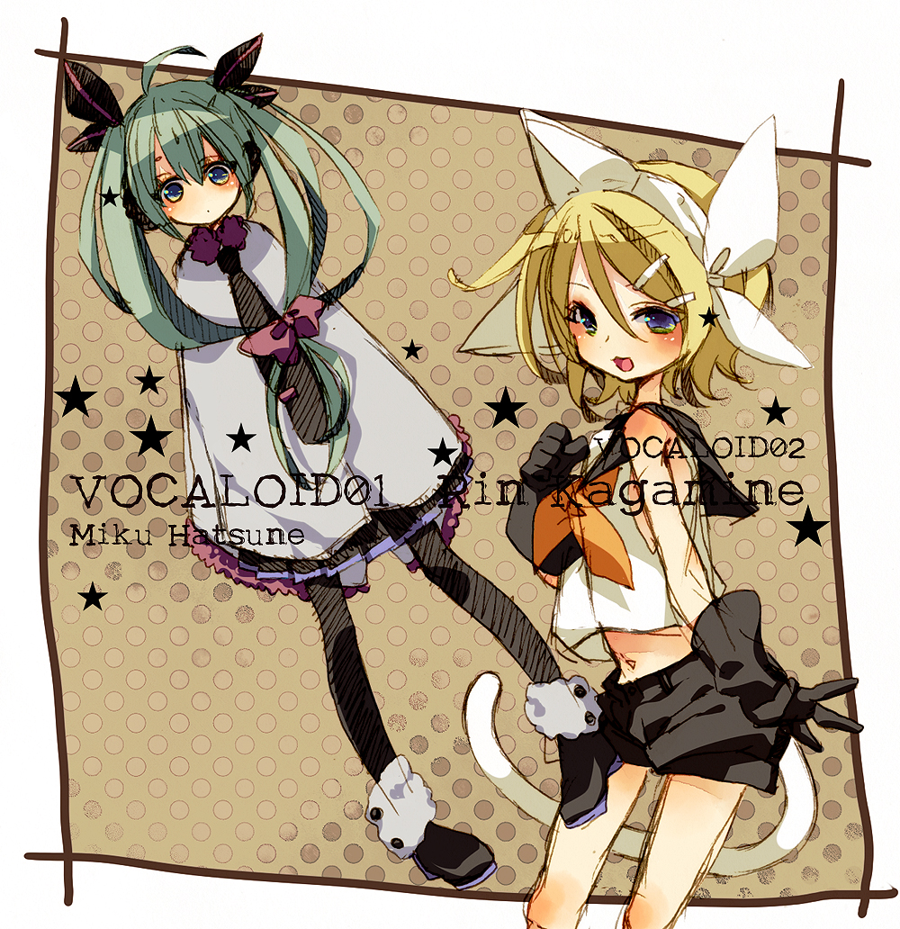 animal_ears, aqua_hair, bad_id, bare_shoulders, blonde_hair, blue_eyes, blush, cat_ears