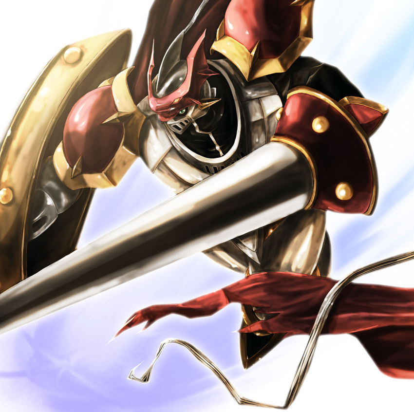 cape, digimon, digimon_tamers, dukemon, gallantmon, monster, polearm, shield