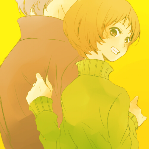 1girl, blush, brown_eyes, brown_hair, couple, grin, height_difference, jacket
