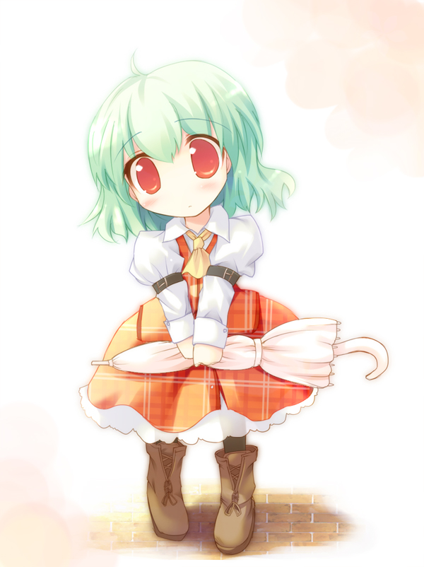 ai_takurou, arm_belt, ascot, blouse, blush, boots, brick, buckle