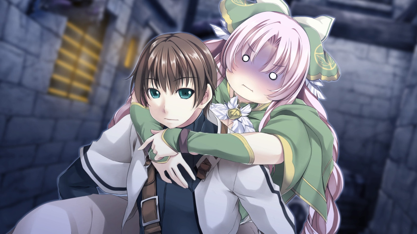 1girl, alto_travers, atelier-moo, belt, braid, brown_hair, carrying, cheek_bulge