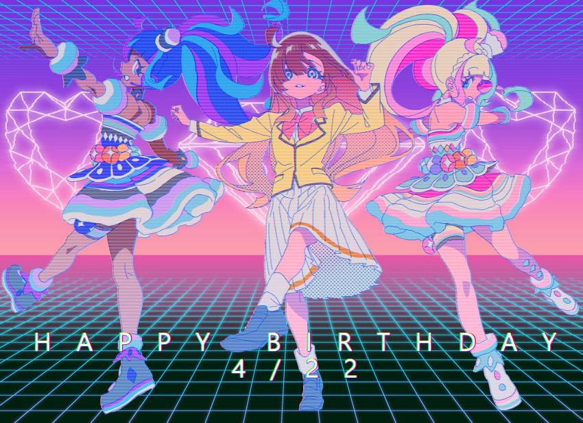 3girls, ahoge, anchiki_shou, archived_source, bad_id, bad_twitter_id, blonde_hair, blue_eyes