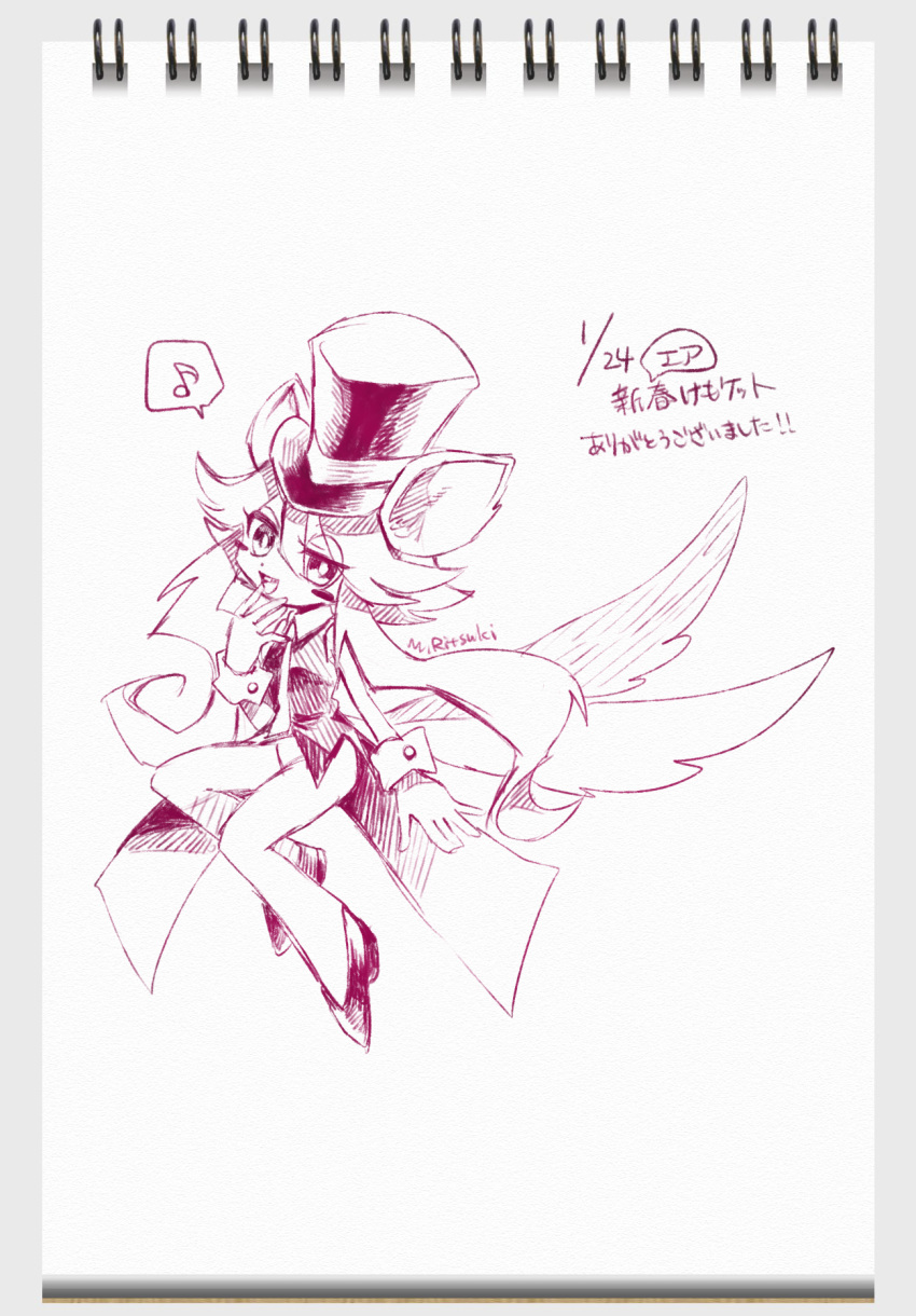1girl, animal_ears, blush_stickers, buttoned_cuffs, collared_dress, commentary_request, dress, feathered_wings