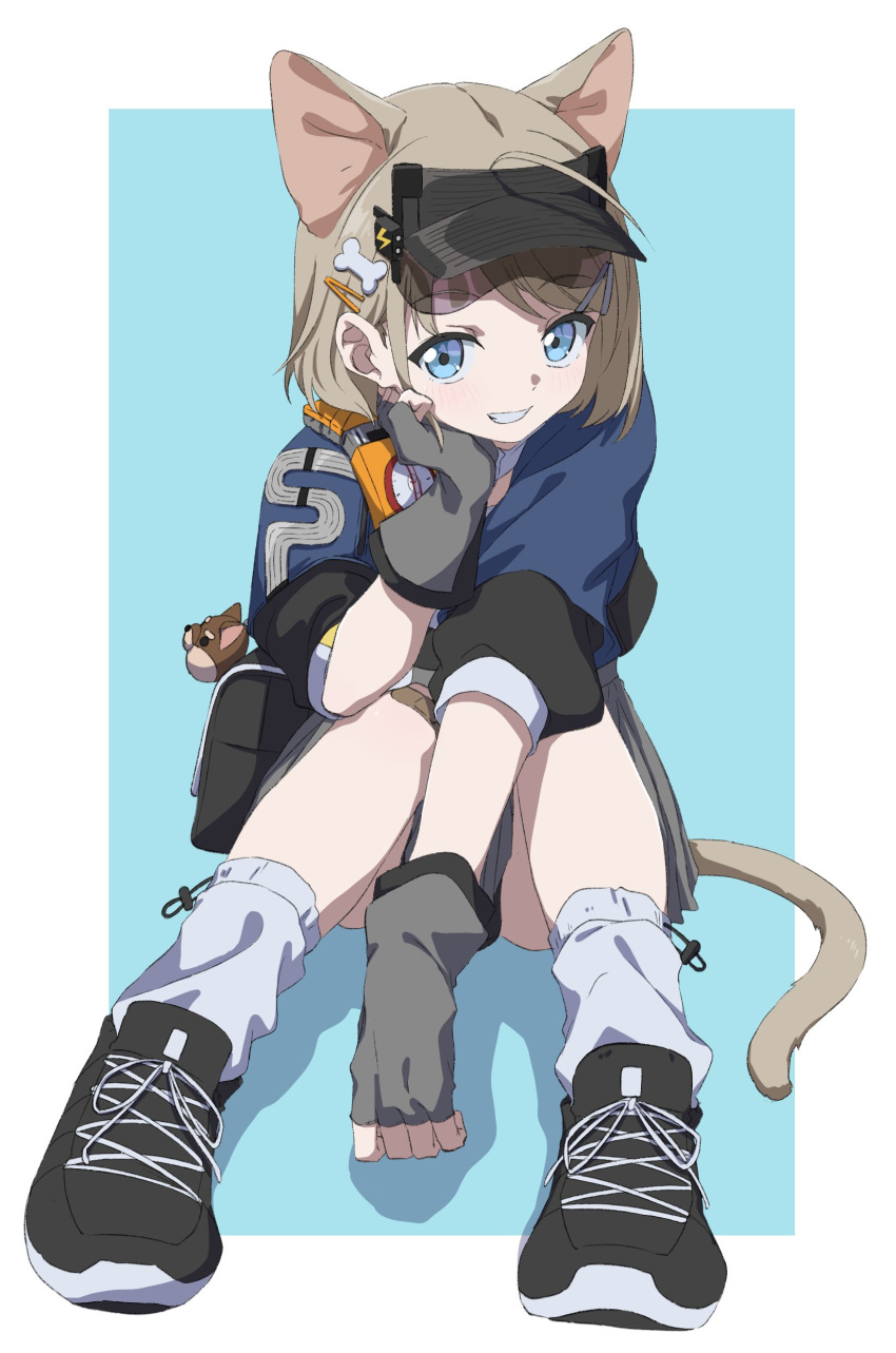 1girl, absurdres, ahoge, almond_(arknights), animal_ears, arknights, bandaid, bandaid_on_knee