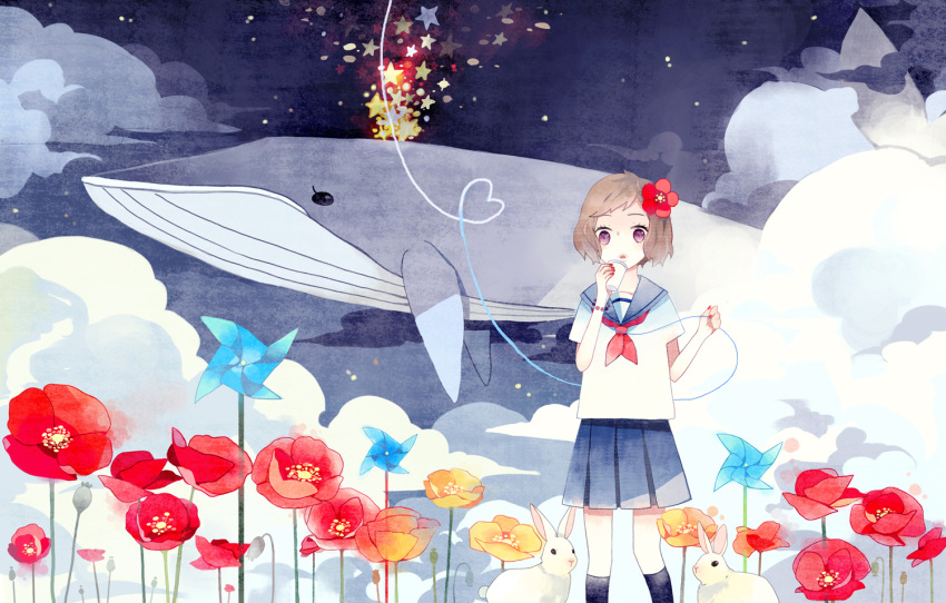 bunny, flower, hair_flower, hair_ornament, heart, mig_(36th_underground), original, school_uniform