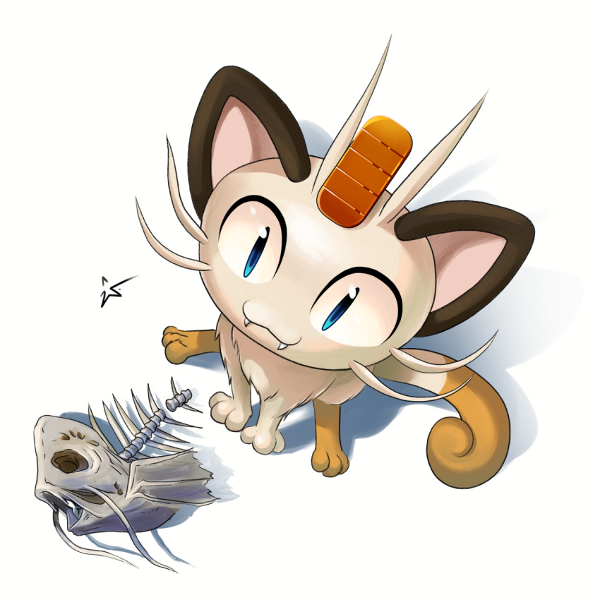 :3, animal_ears, animal_skeleton, animal_skull, blue_eyes, bone, brown_fur, cat