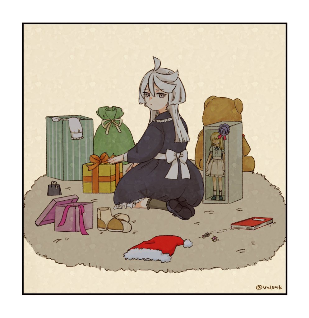 1girl, aged_down, black_dress, black_footwear, book, boots, box, child