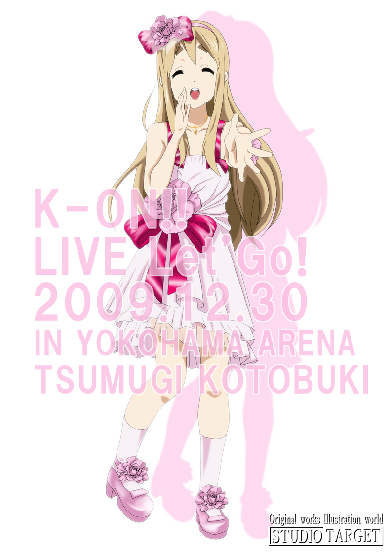 blonde_hair, closed_eyes, dress, k-on!, kotobuki_tsumugi, let's_go!, long_hair, wan-taka