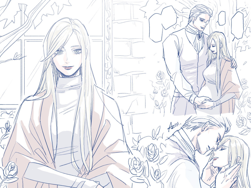 1boy, 1girl, azuma_xoxo_9, blonde_hair, blue_eyes, blush, couple, devil_may_cry_(series)