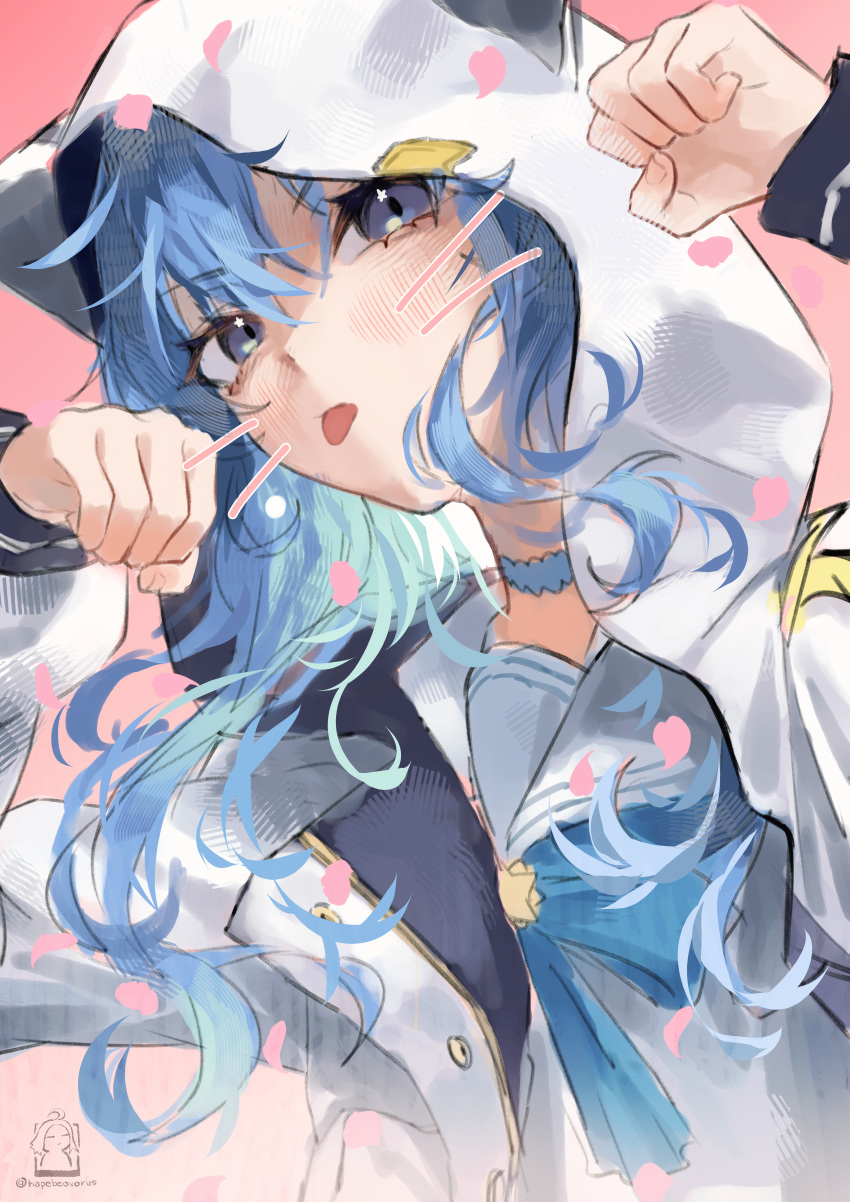 1girl, absurdres, artist_logo, blue_eyes, blue_hair, gold_footwear, highres, holding