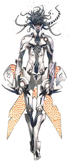 armor, corruption, digimon, digimon_story:_cyber_sleuth, eater_(digimon), eater_adam, glowing, glowing_eyes