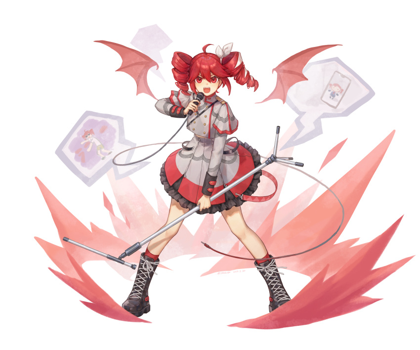 1girl, absurdres, ahoge, black_footwear, boots, buttons, chinese_commentary, commentary_request