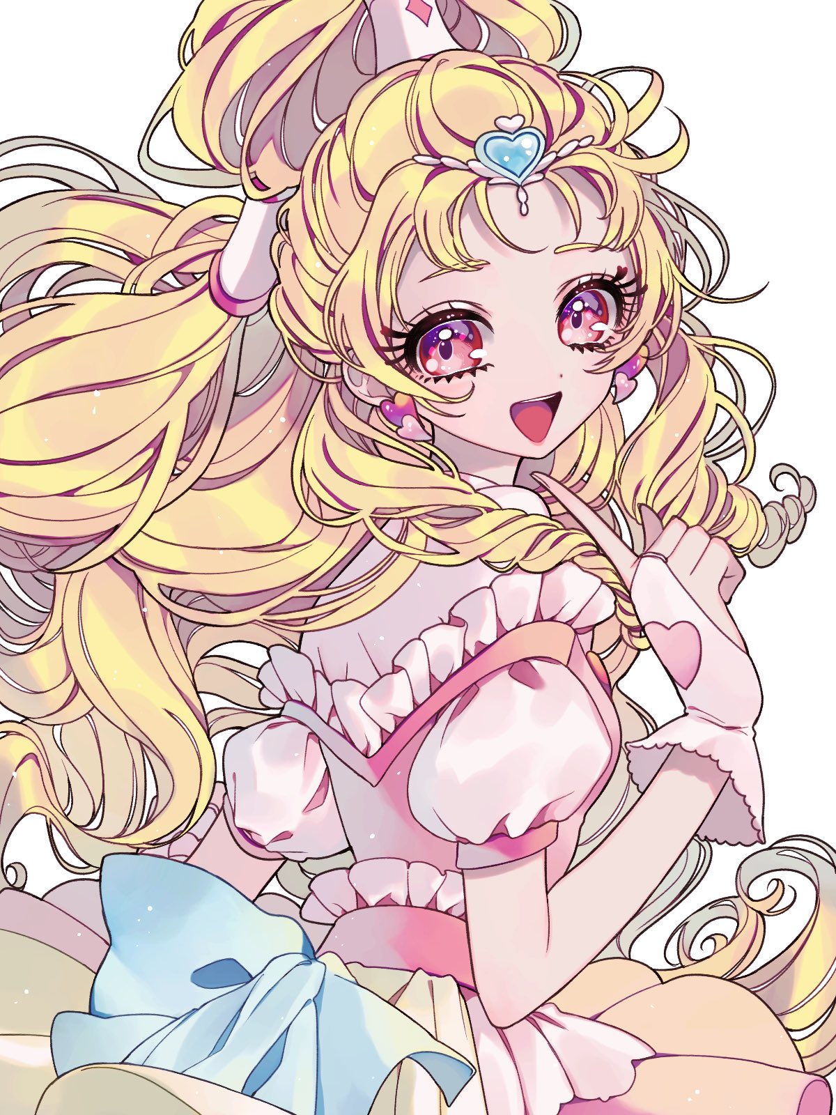 1girl, :d, ao_(ao0_0nemu), bad_id, bad_twitter_id, blonde_hair, commentary_request, cure_tomorrow